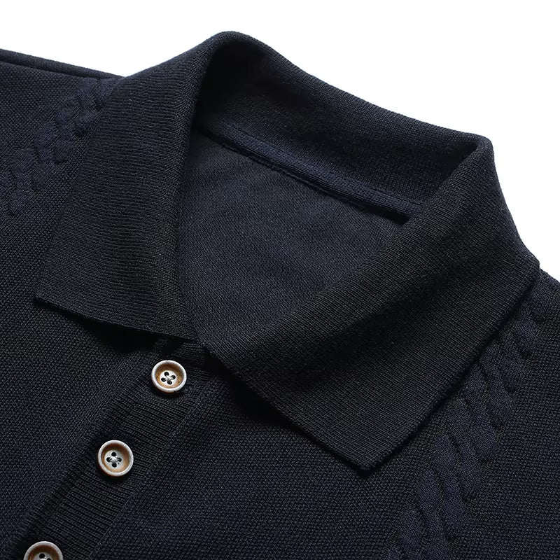 Mens Textured Polo Shirt – Breathable Casual Summer Top