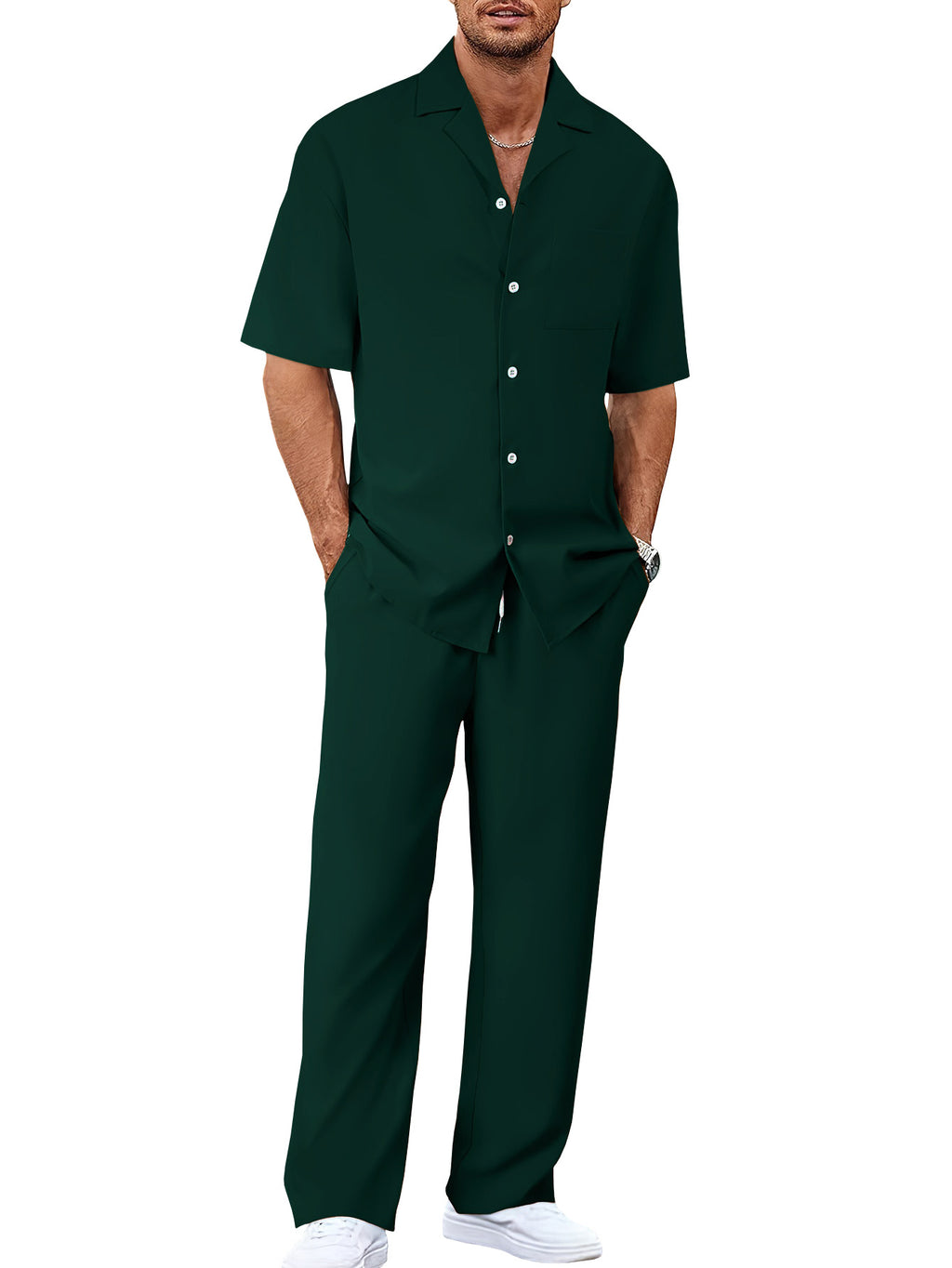 Men's Short Sleeve Shirt and Trousers Set