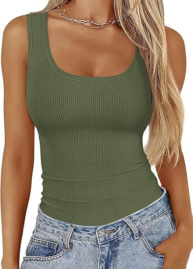 Women's Slim-fit Square-neck Sleeveless Top