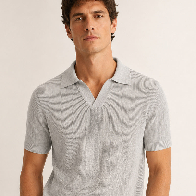 Men's Breathable Linen Blend Polo Shirt