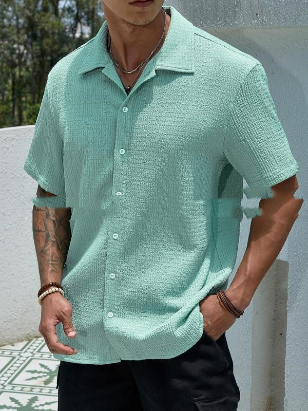 Men's Casual Short Sleeve Button-Up Shirt