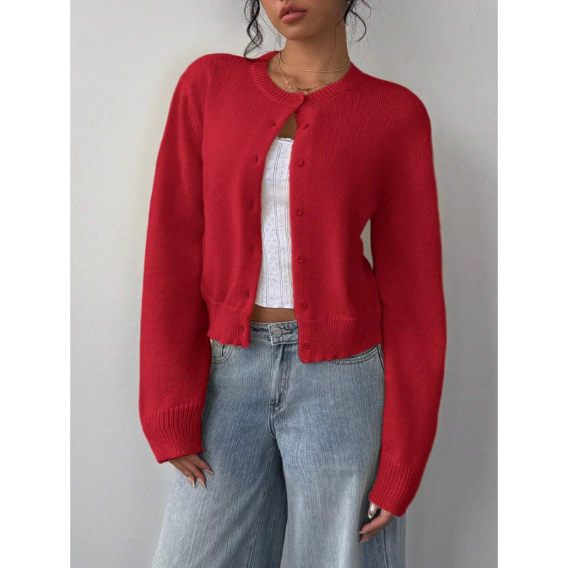 Women's Long Sleeved Knitted Cardigan