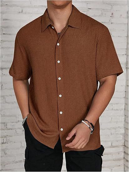 Men's Casual Short Sleeve Button-Up Shirt