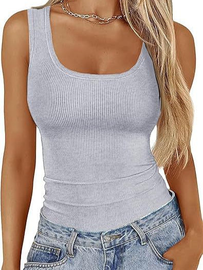 Women's Slim-fit Square-neck Sleeveless Top