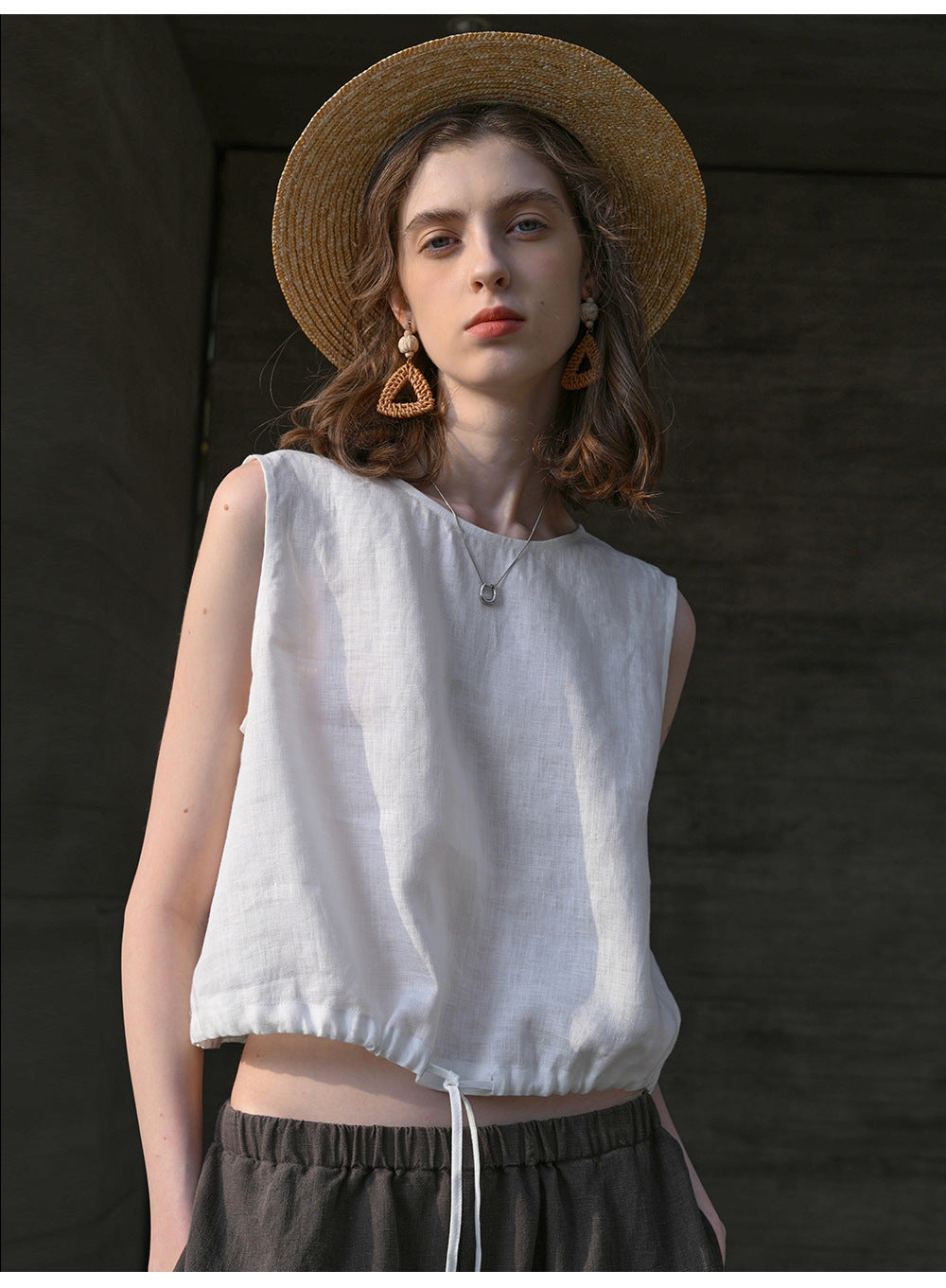 Women's Casual Sleeveless Drawstring Top