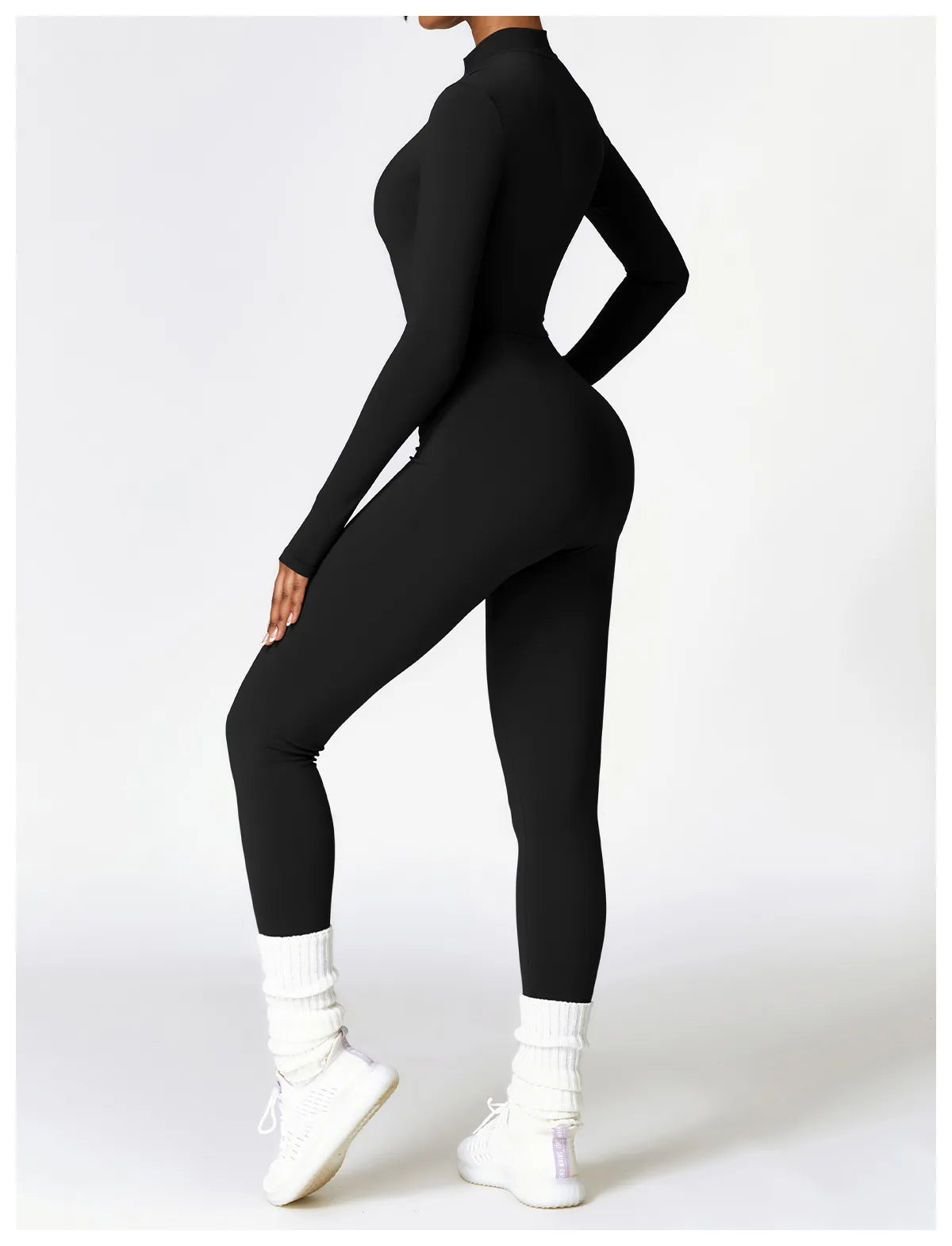 Women's Long Sleeve Zipper Jumpsuit for Fitness Activities