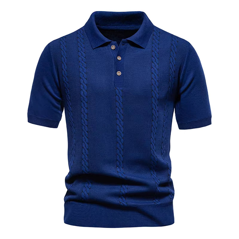 Mens Textured Polo Shirt – Breathable Casual Summer Top