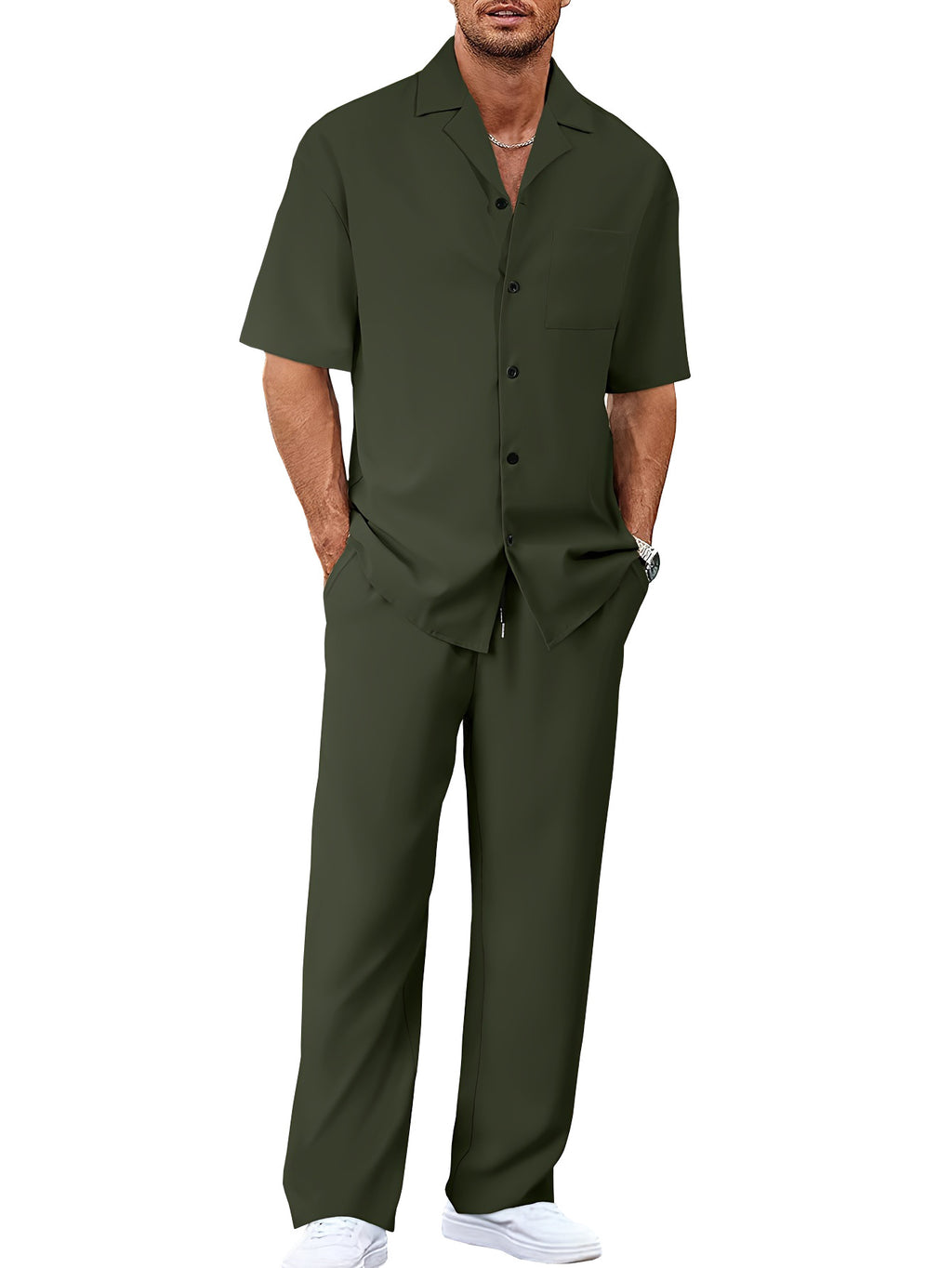Men's Short Sleeve Shirt and Trousers Set