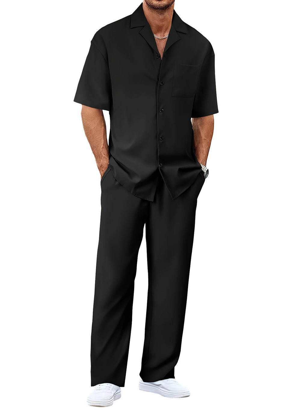 Men's Short Sleeve Shirt and Trousers Set