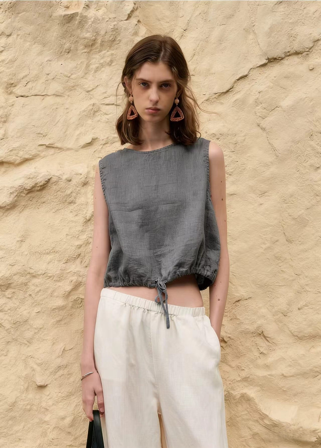 Women's Casual Sleeveless Drawstring Top