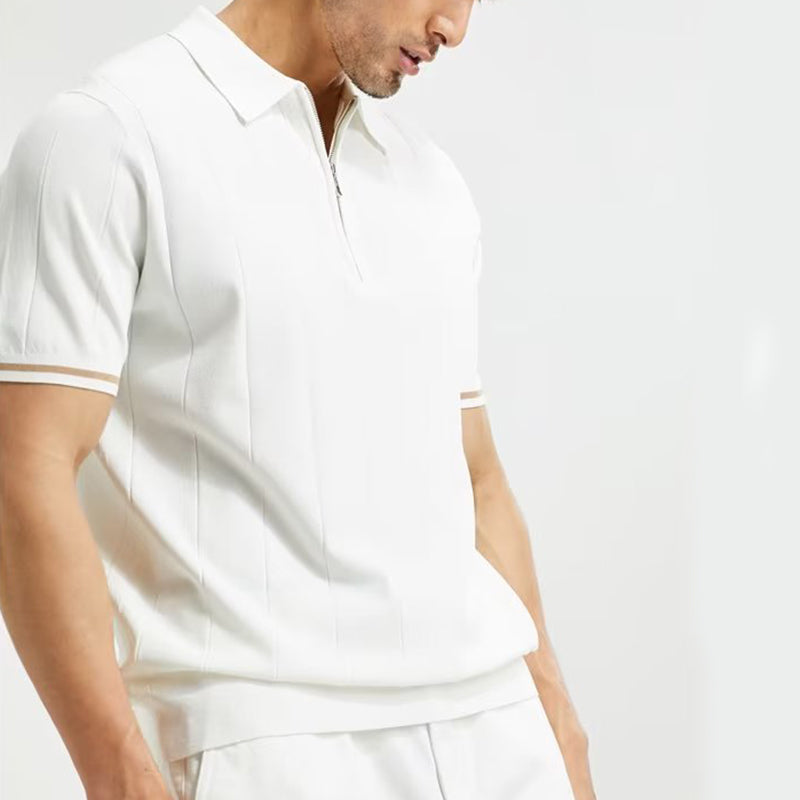Men's Casual Polo Shirt with Zipper
