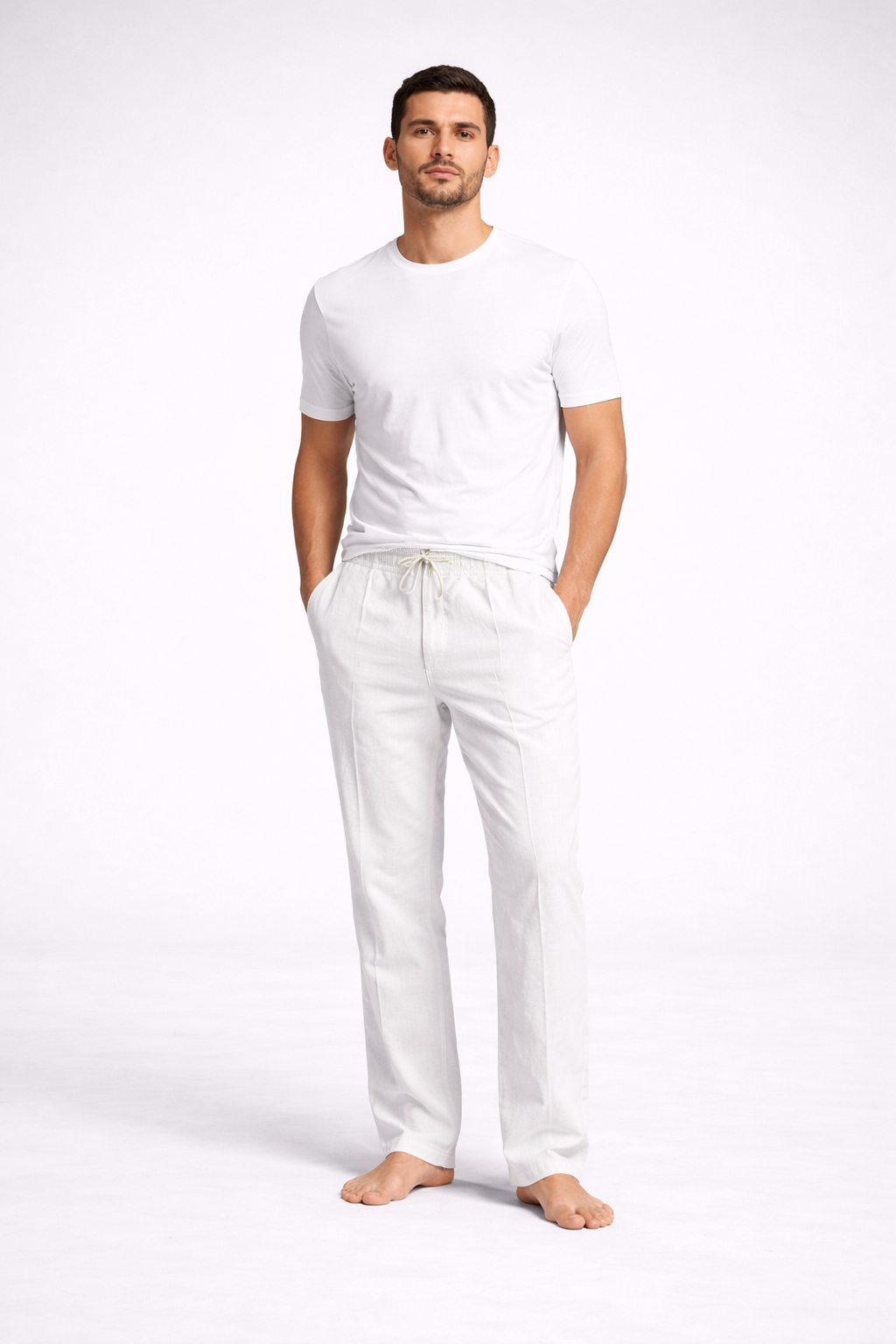 Men's Casual Linen Straight Pants Breathable Trendy Design