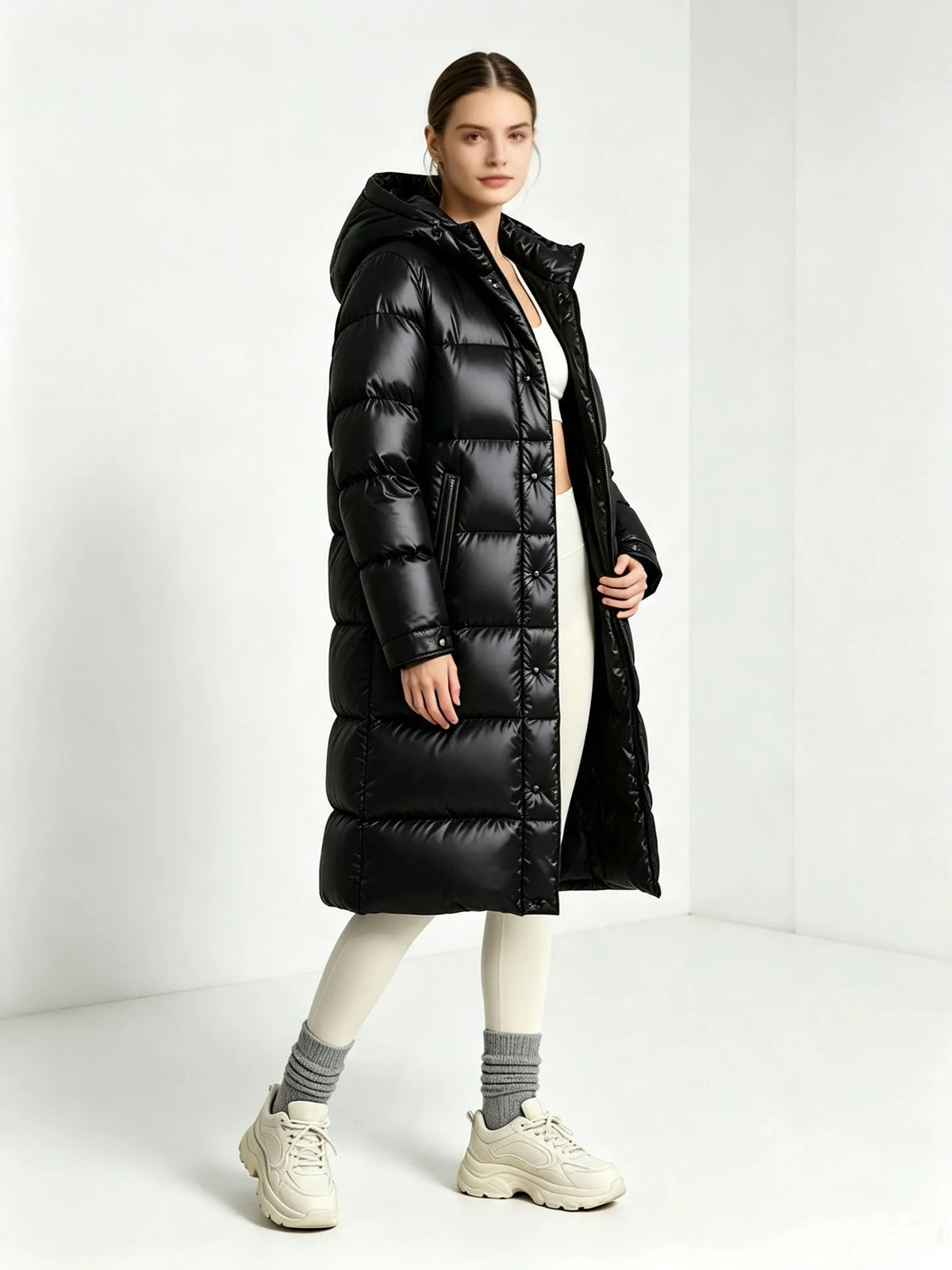 Damen-Winterparka mit Kapuze und Steppung