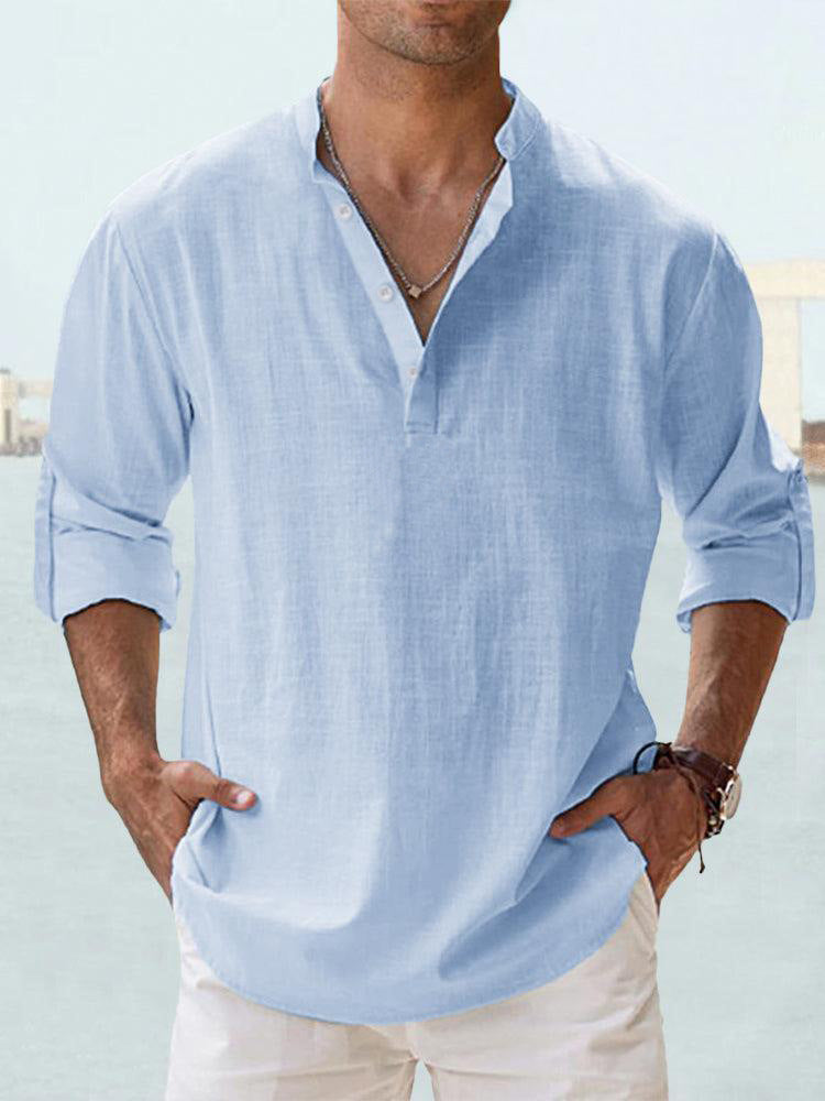 Men's Long Sleeve T Shirt with Stand-up Collar