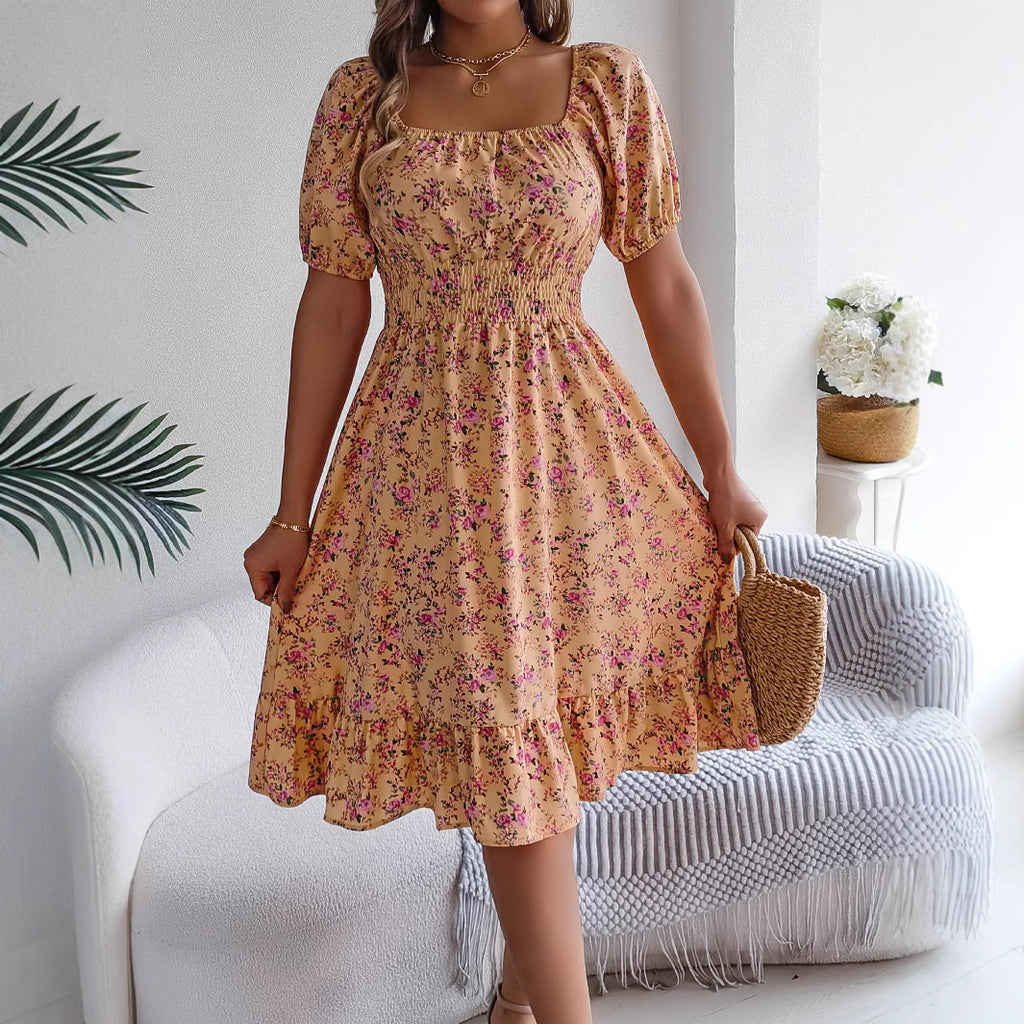 Women's Floral Print Ruffled Dress
