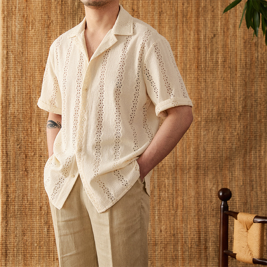 Men's Short-Sleeved Cuban Collar Shirt for Summer Style
