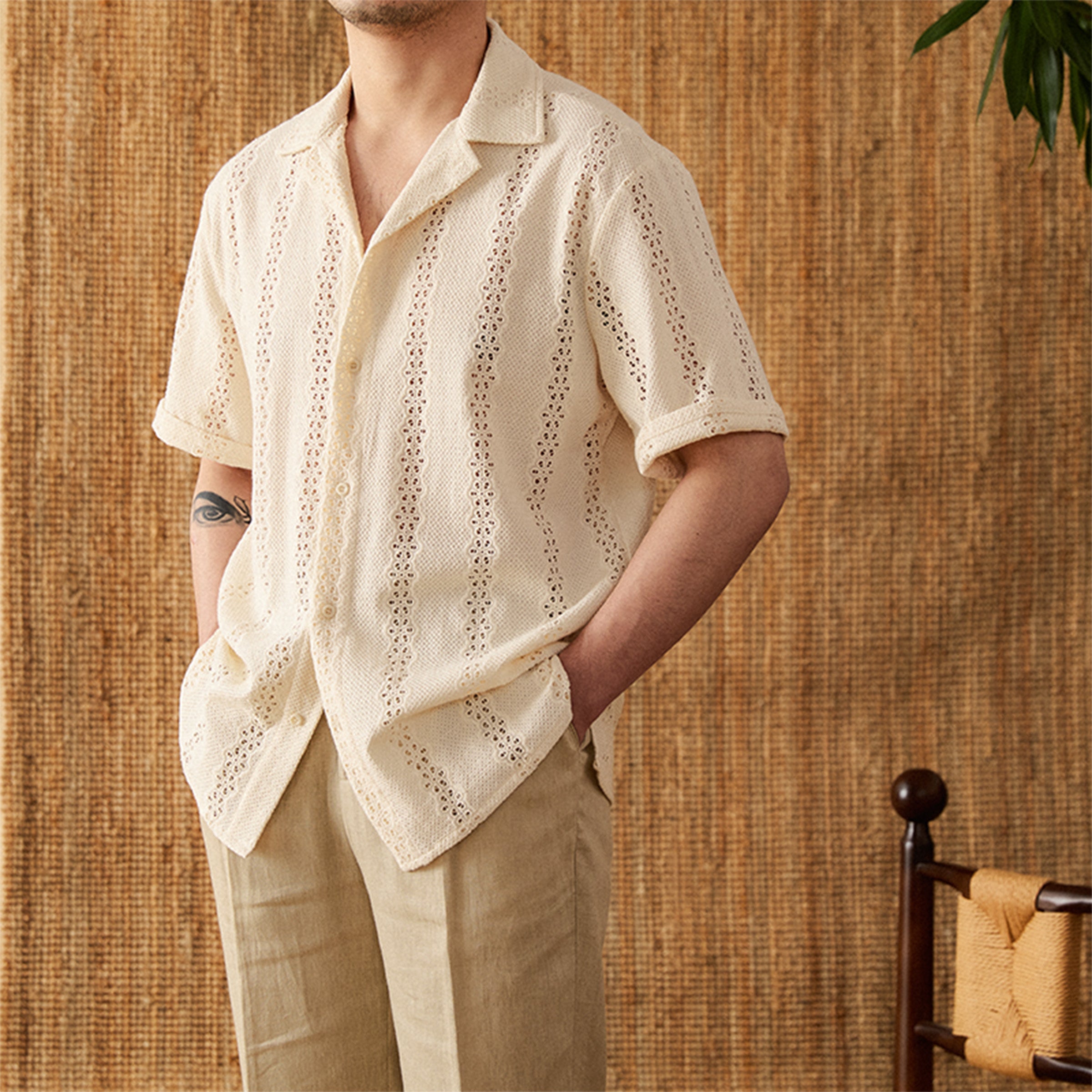 Men's Short-Sleeved Cuban Collar Shirt for Summer Style