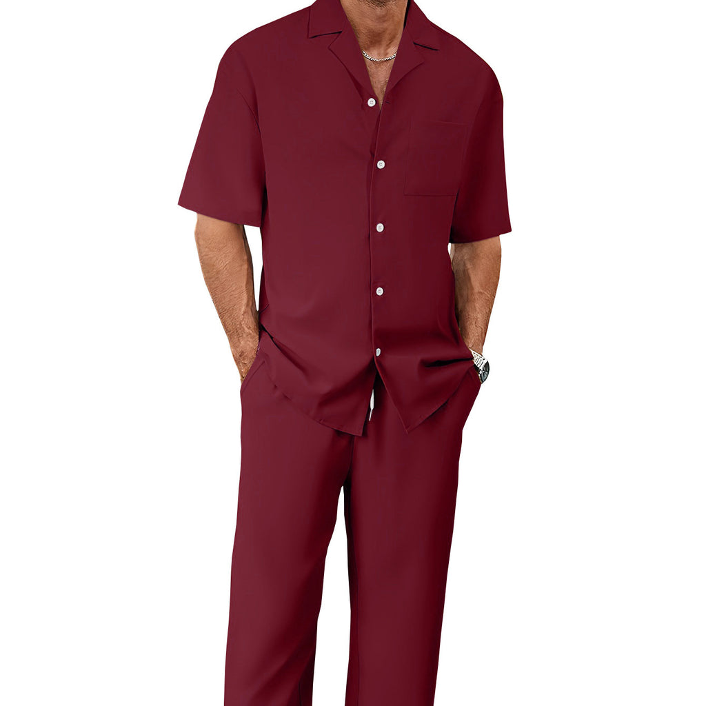 Men's Short Sleeve Shirt and Trousers Set