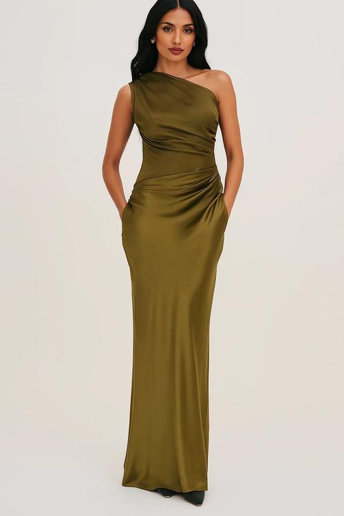 Women's Elegant Fitted Dress – Asymmetrical Design for Festive Celebrations