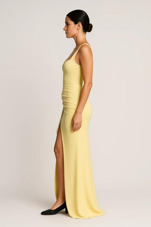Women's Elegant Maxi Dress – Fitted Design with High Slit