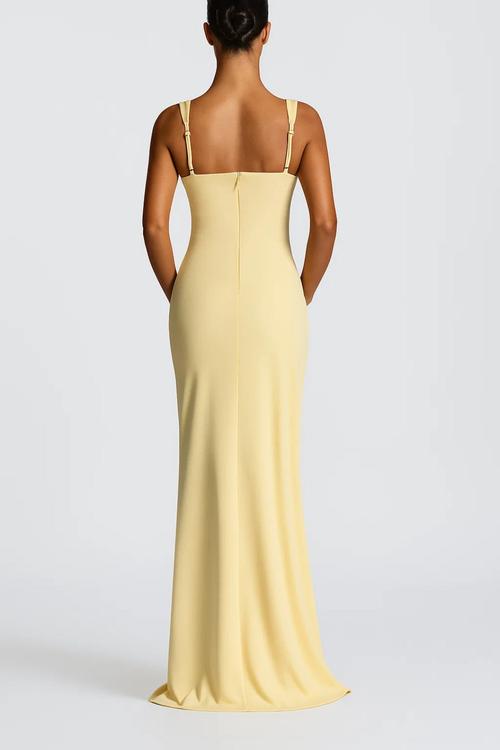 Women's Elegant Maxi Dress – Fitted Design with High Slit