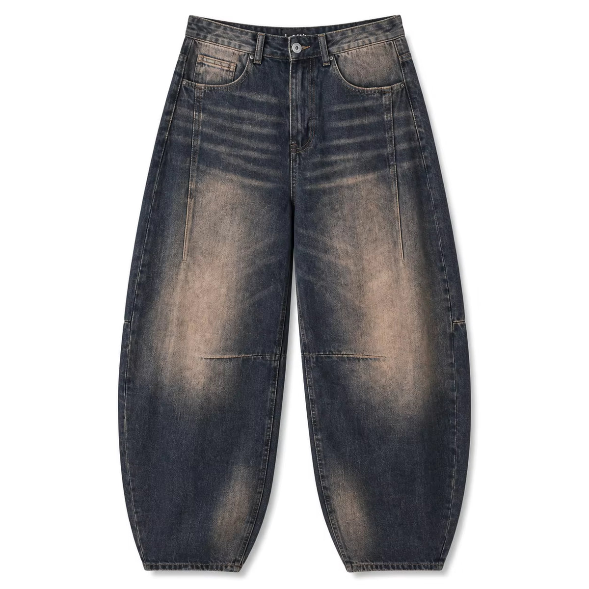 Men's Baggy Denim Jeans with Folded Hem