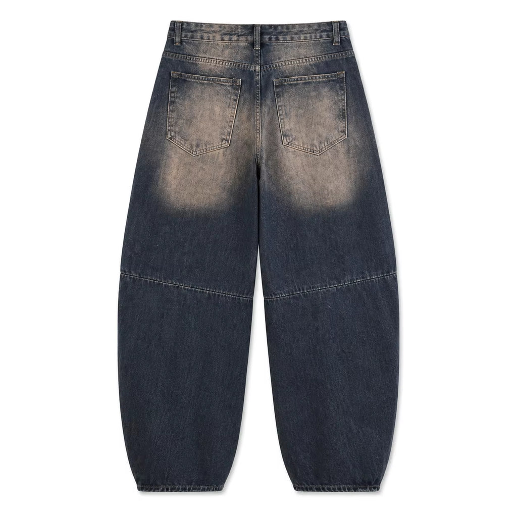 Men's Baggy Denim Jeans with Folded Hem