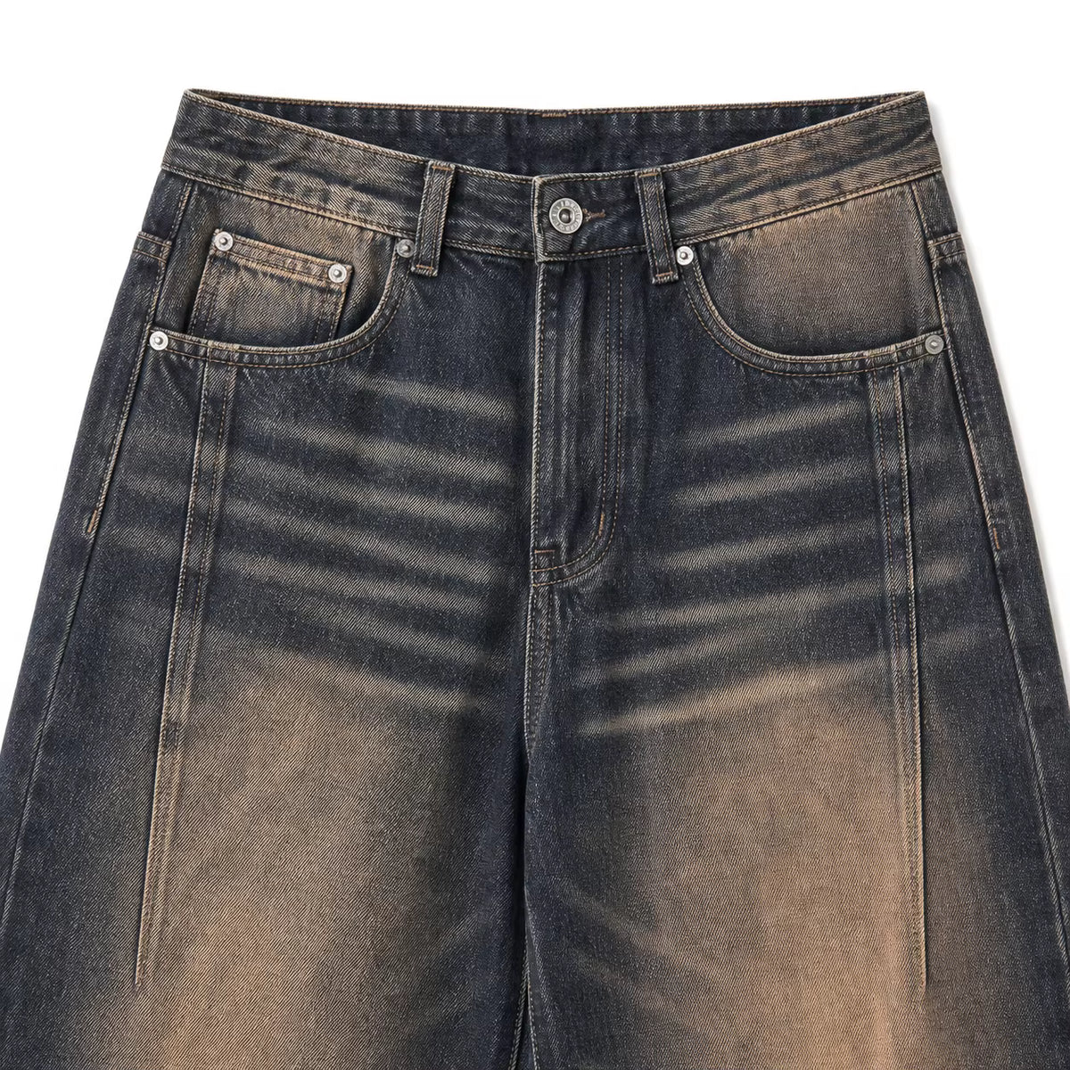 Men's Baggy Denim Jeans with Folded Hem