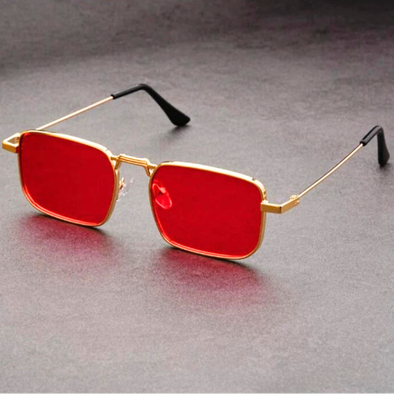 Men's Bold Rectangular Sunglasses in Metal Frame