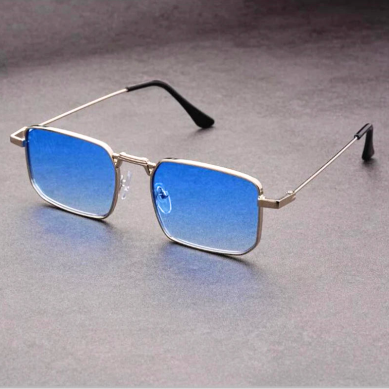 Men's Bold Rectangular Sunglasses in Metal Frame