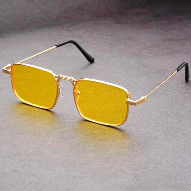 Men's Bold Rectangular Sunglasses in Metal Frame