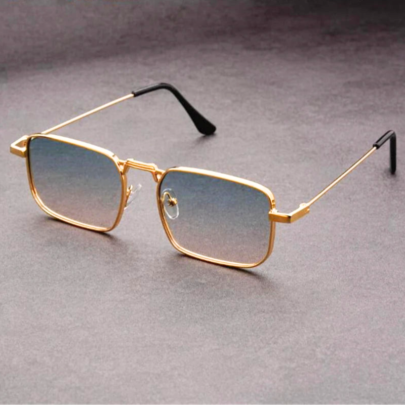 Men's Bold Rectangular Sunglasses in Metal Frame