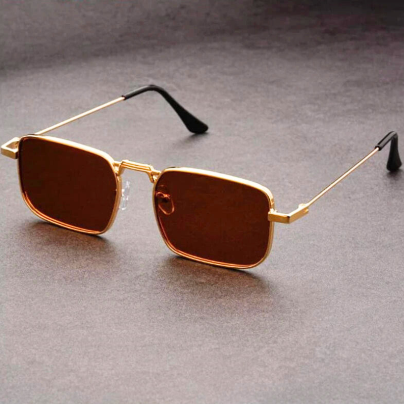 Men's Bold Rectangular Sunglasses in Metal Frame