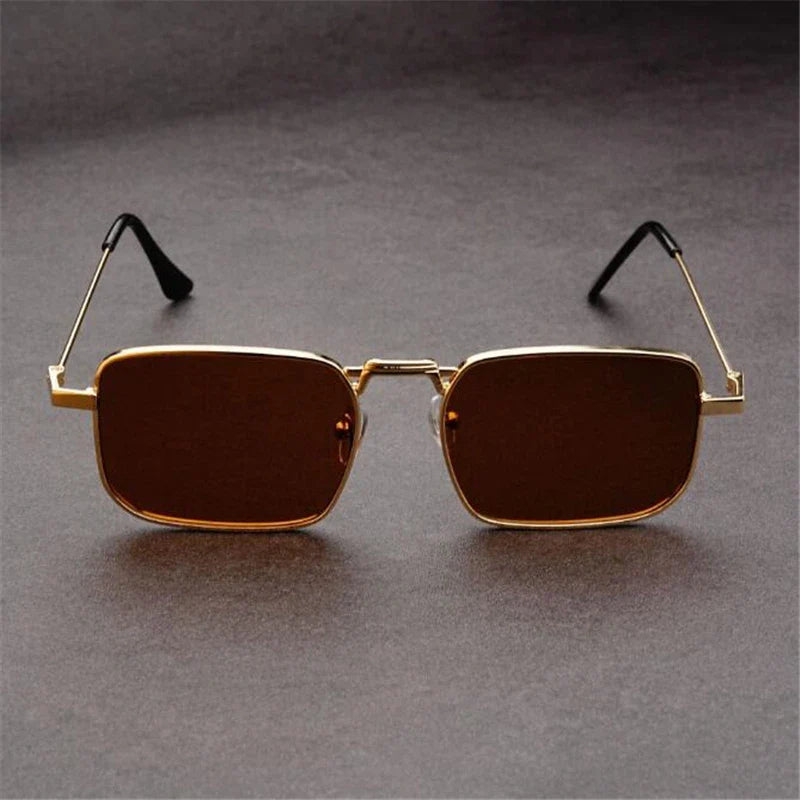 Men's Bold Rectangular Sunglasses in Metal Frame