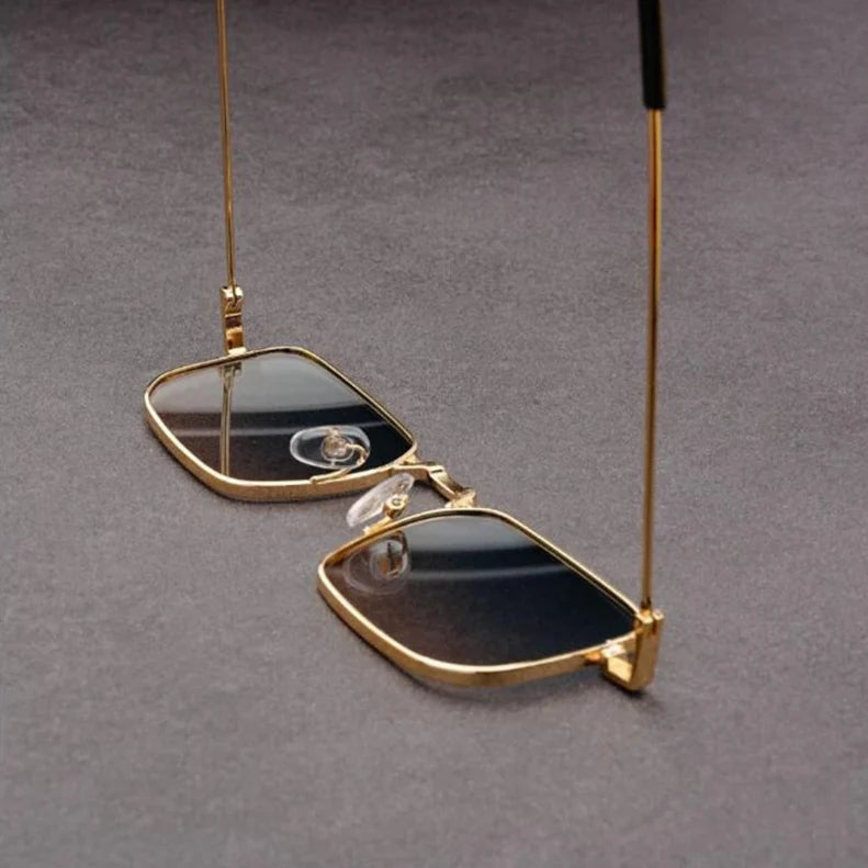 Men's Bold Rectangular Sunglasses in Metal Frame