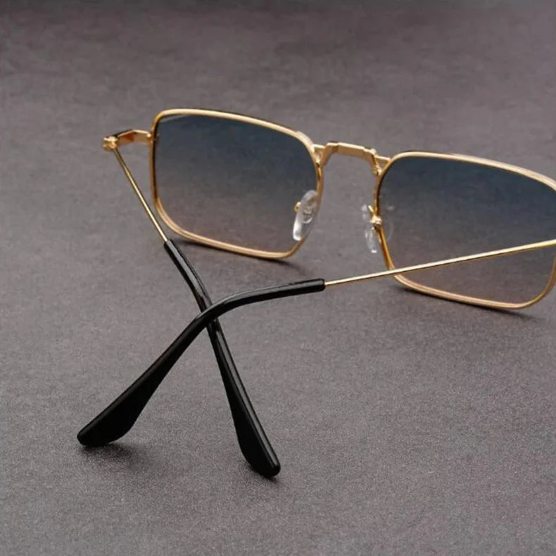 Men's Bold Rectangular Sunglasses in Metal Frame