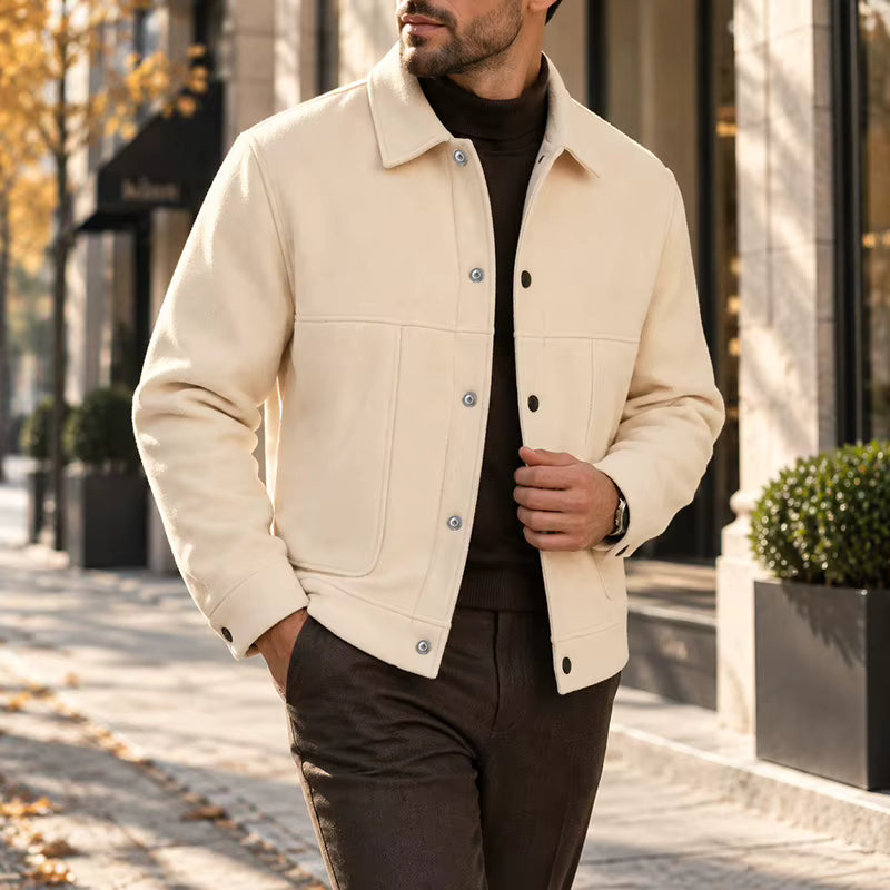 Men's Brushed Short Jacket Relaxed Fit Button Front