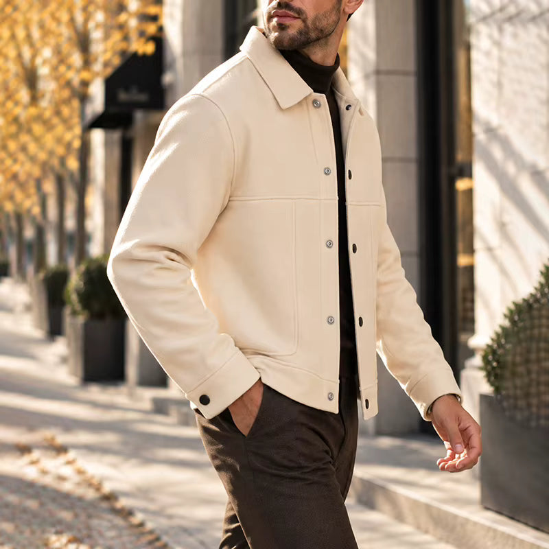 Men's Brushed Short Jacket Relaxed Fit Button Front