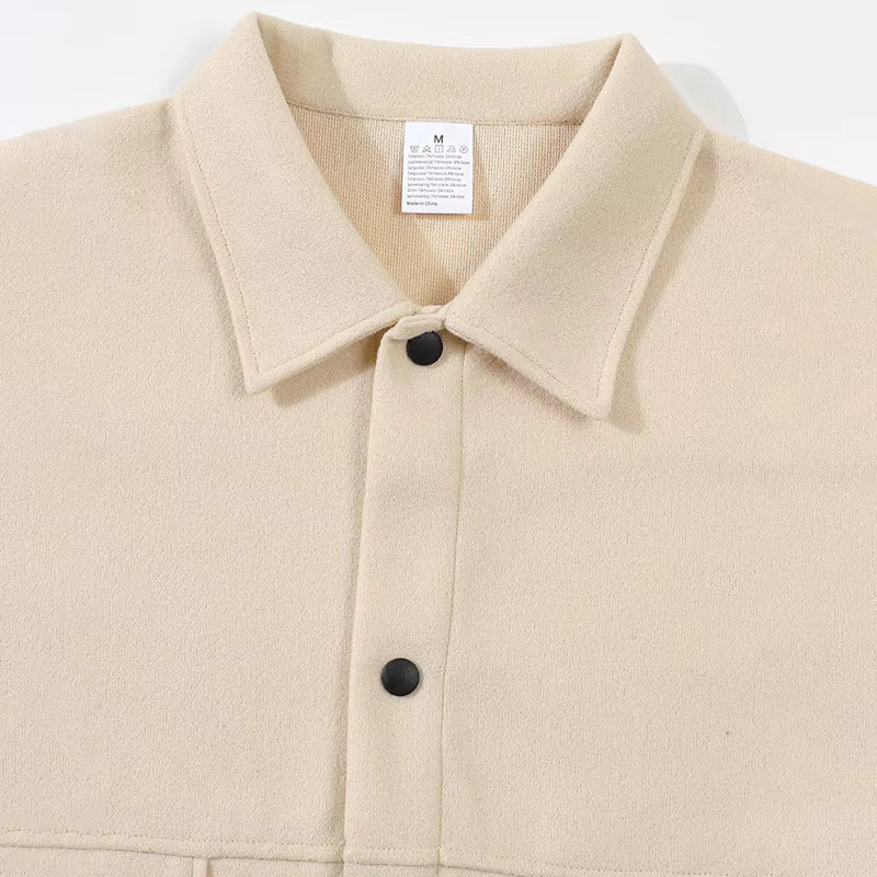 Men's Brushed Short Jacket Relaxed Fit Button Front