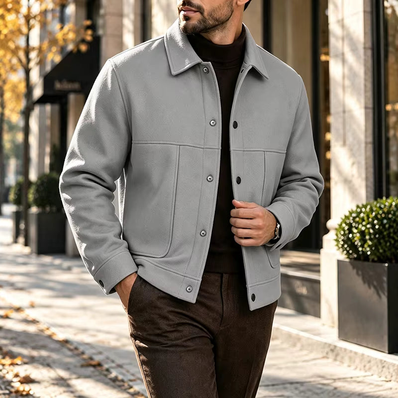 Men's Brushed Short Jacket Relaxed Fit Button Front
