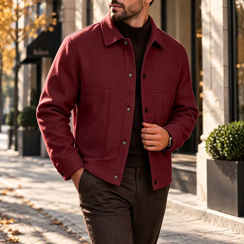 Men's Brushed Short Jacket Relaxed Fit Button Front