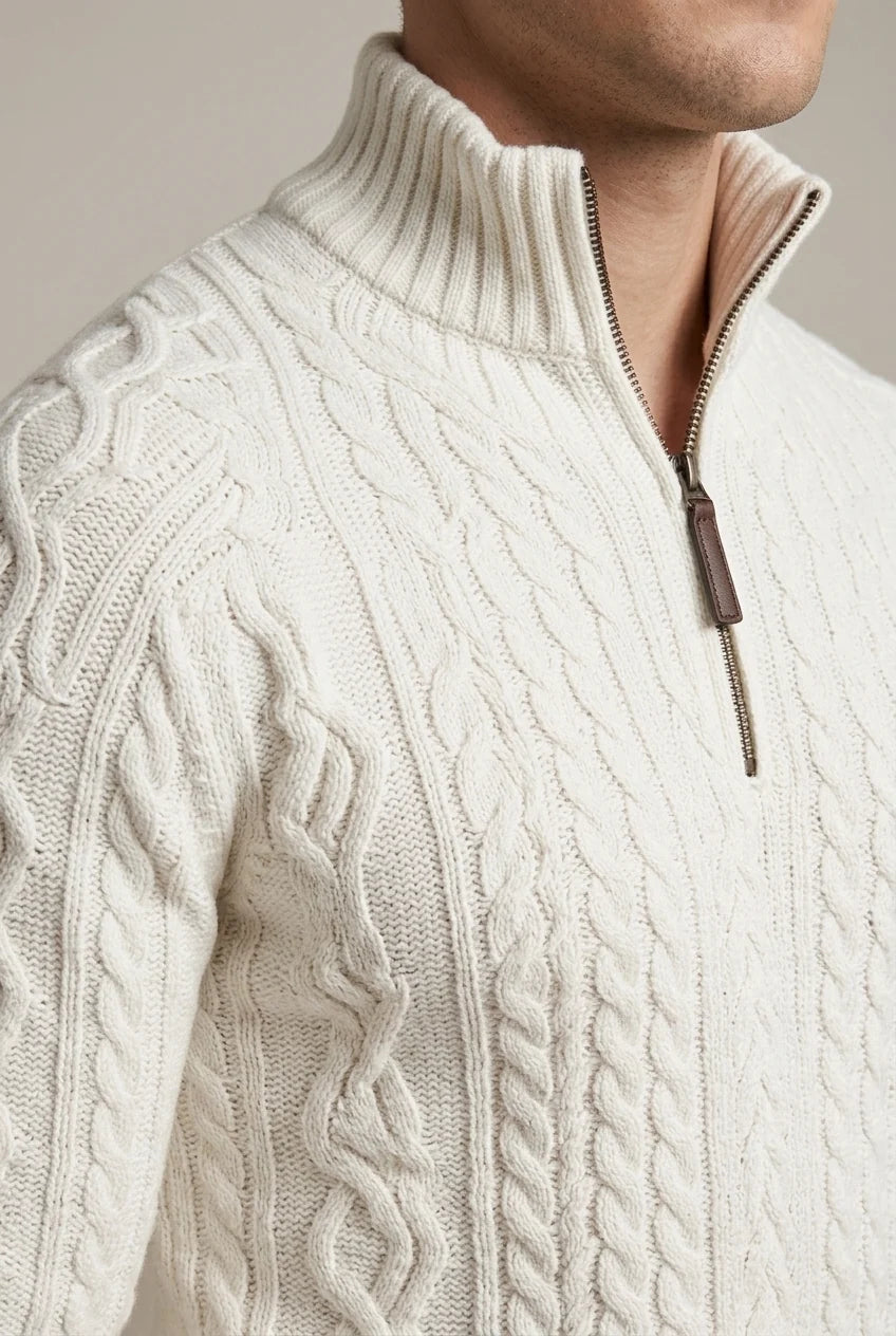 Men's Cable Knit Quarter Zip Sweater
