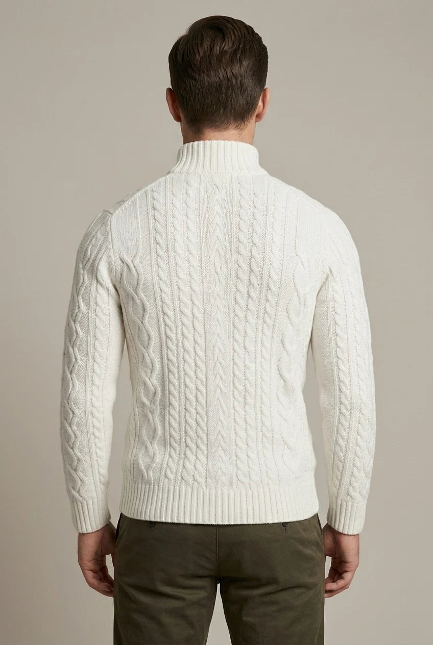 Men's Cable Knit Quarter Zip Sweater