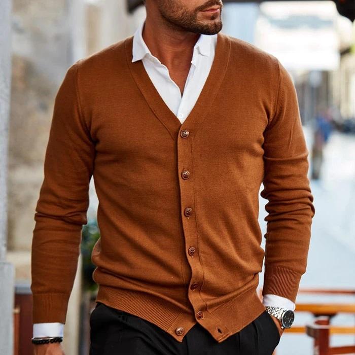 Men's Cardigan – Elegant V-Neck Design for Stylish Layering and Comfort
