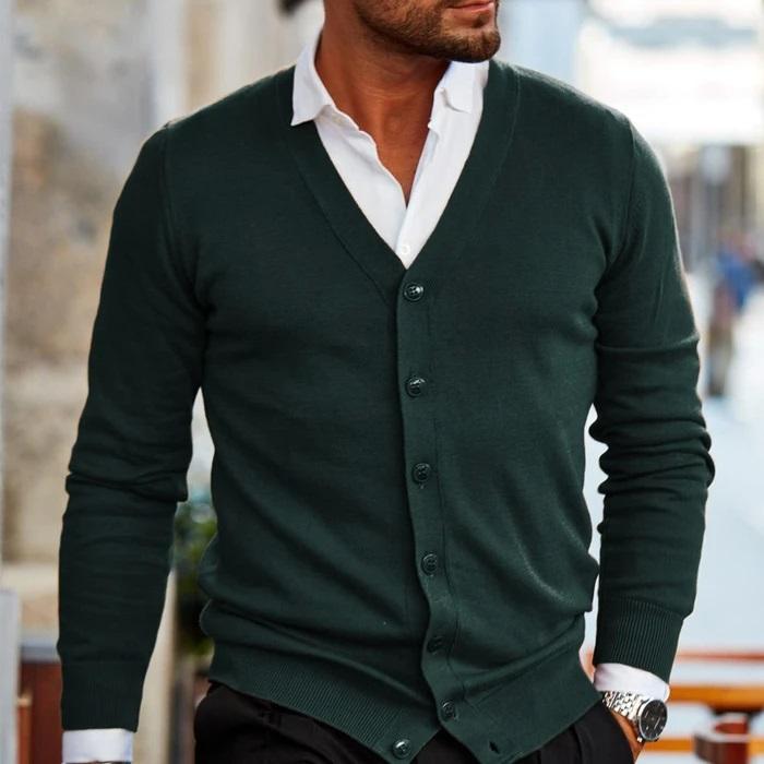 Men's Cardigan – Elegant V-Neck Design for Stylish Layering and Comfort