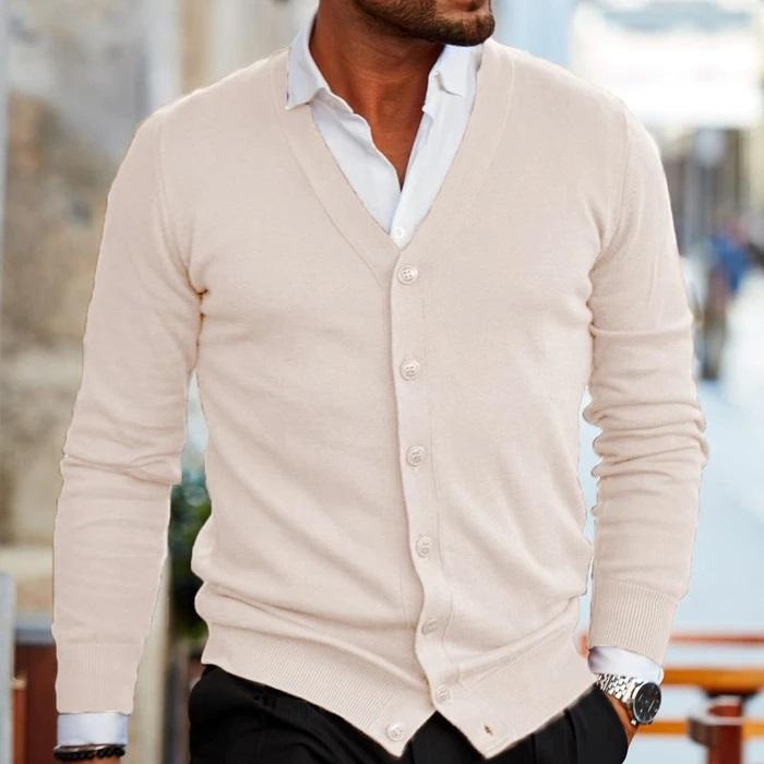 Men's Cardigan – Elegant V-Neck Design for Stylish Layering and Comfort