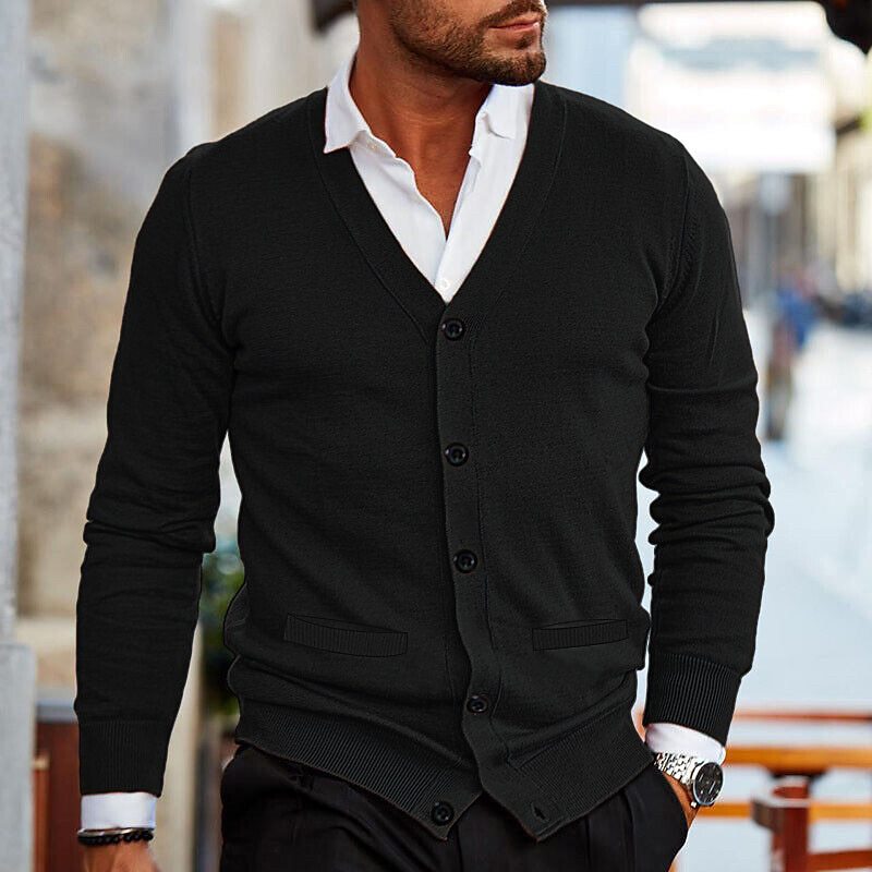 Men's Cardigan – Elegant V-Neck Design for Stylish Layering and Comfort