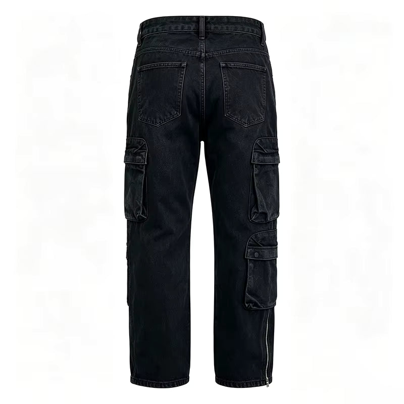 Men's Cargo Jeans Straight Leg Loose Fit with Pockets
