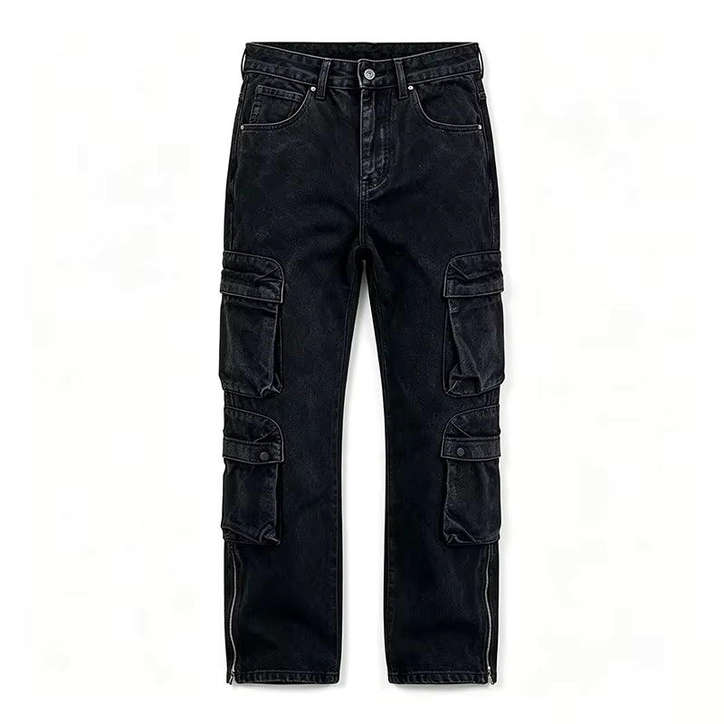 Men's Cargo Jeans Straight Leg Loose Fit with Pockets