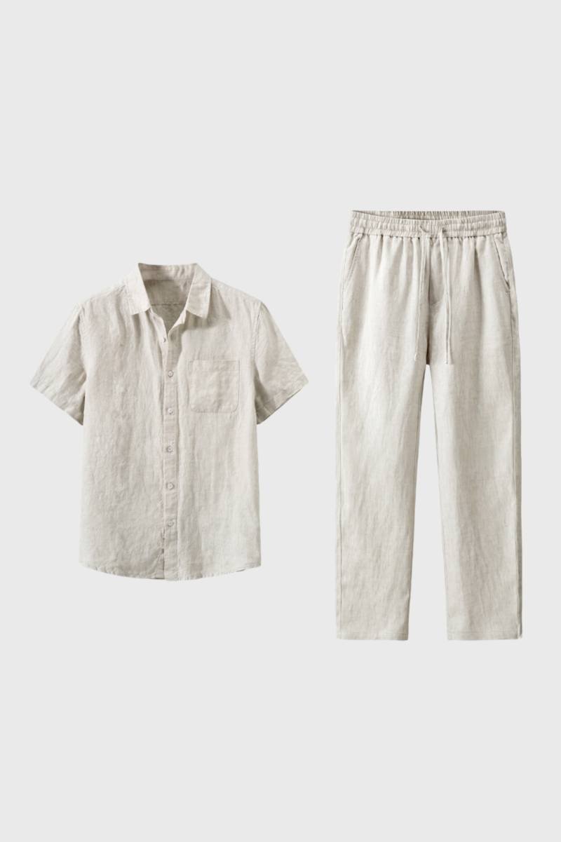 Men's Casual 2 Piece Set - Shirt and Drawstring Pants